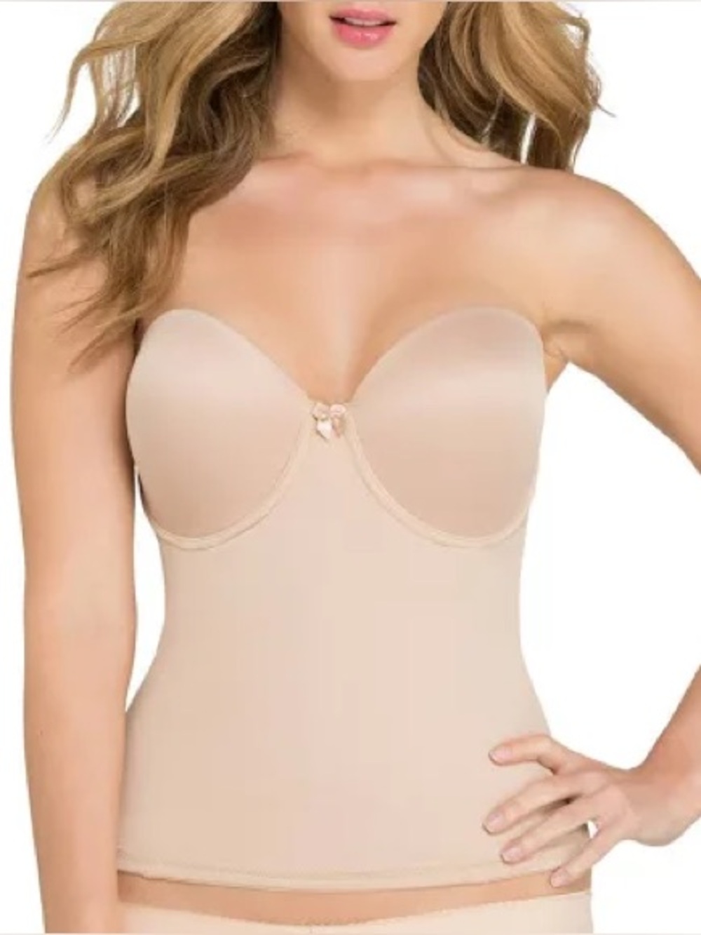 Va Bien 1503 Ultra Lift Longline Seamless Bustier Bra Top Underwire Nude Corset